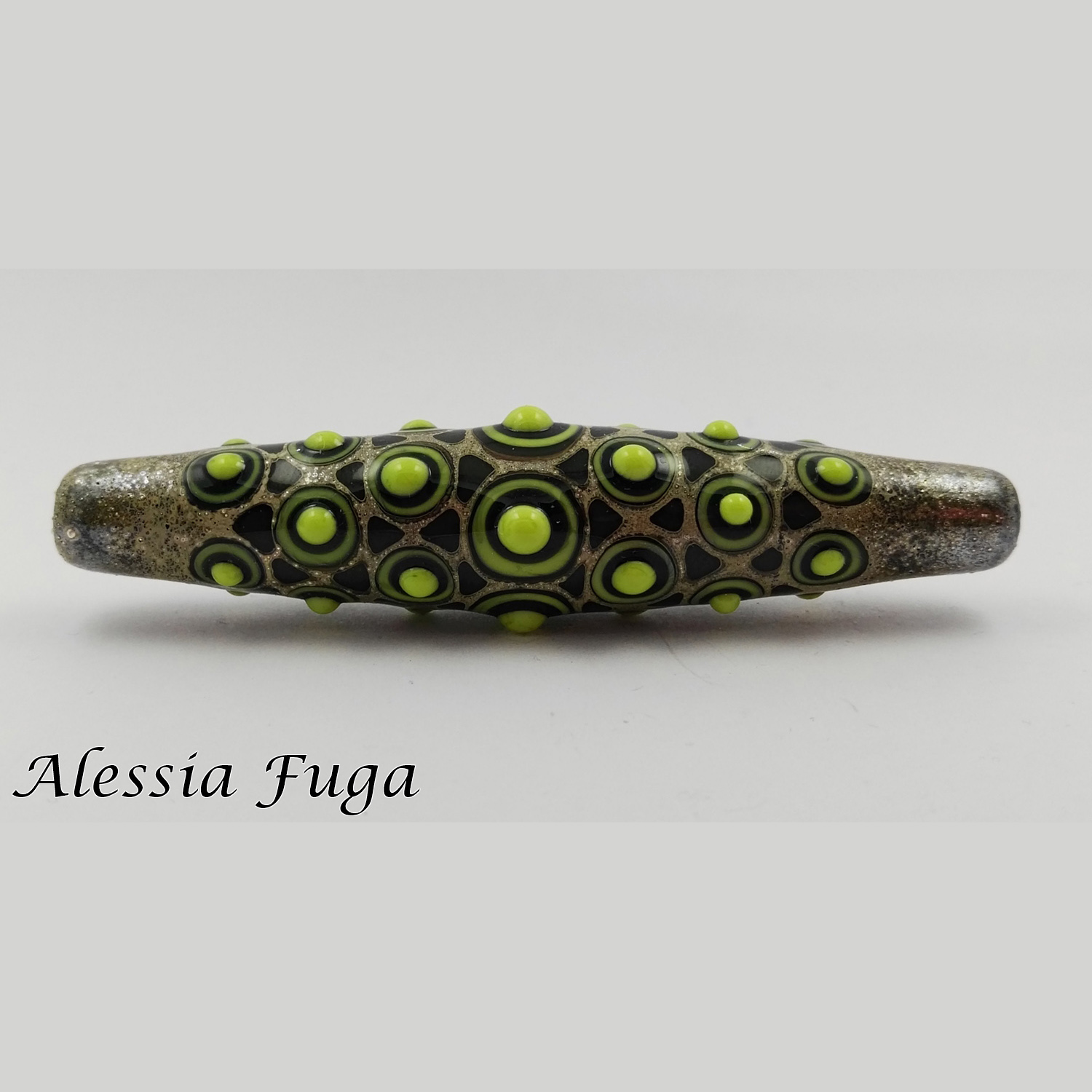 Focal lampwork "Fenice" glass bead in green