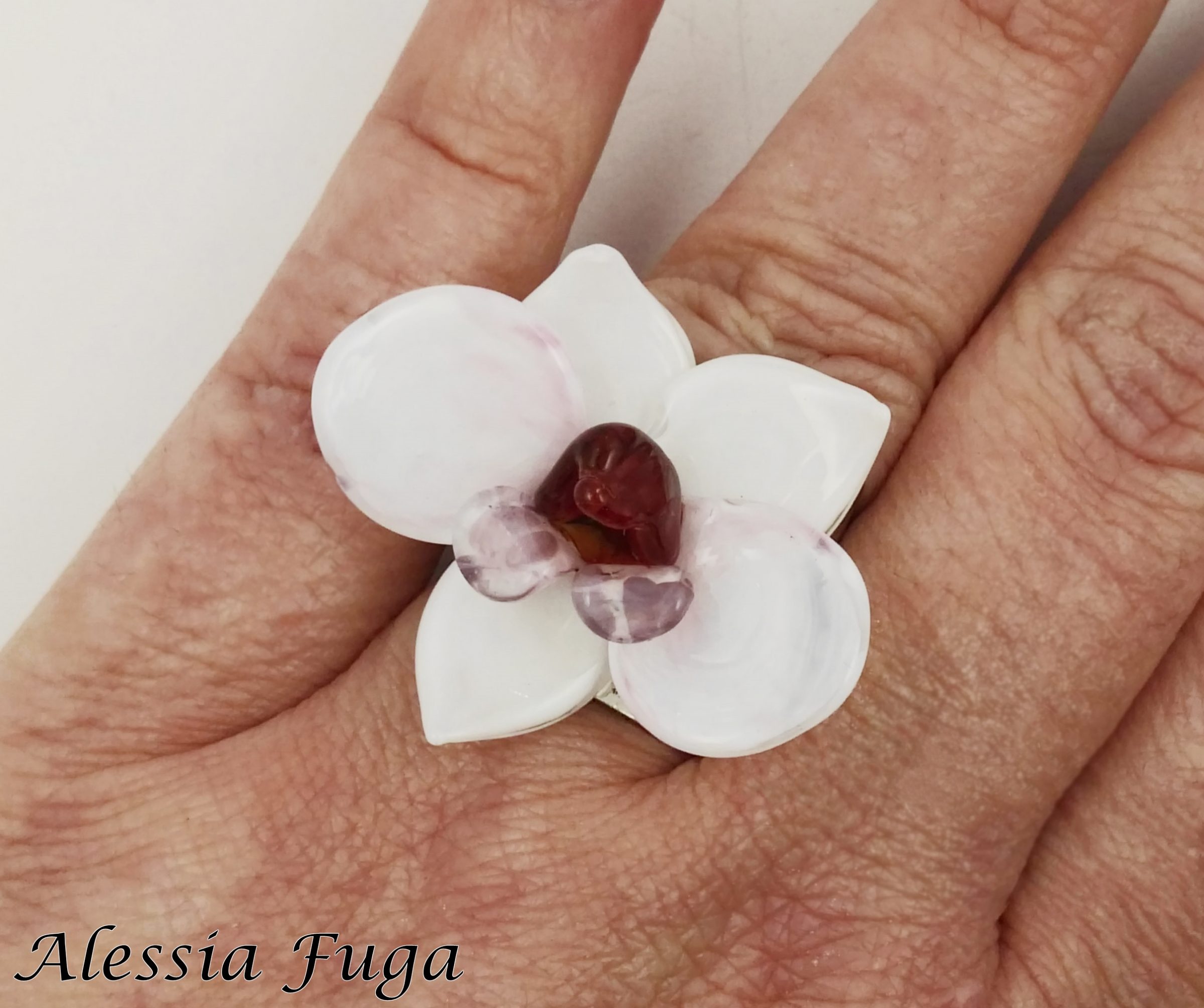 white orchid ring