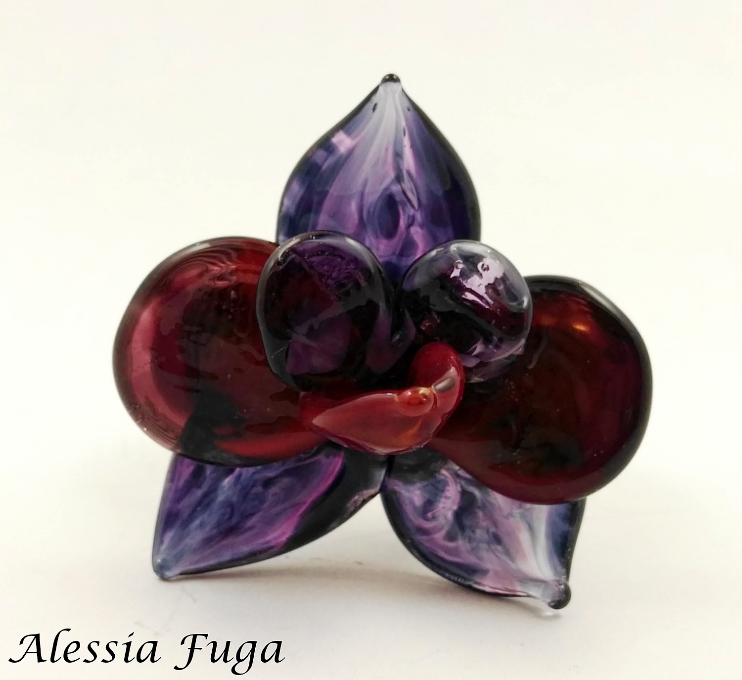Dark wisteria and red orchid ring