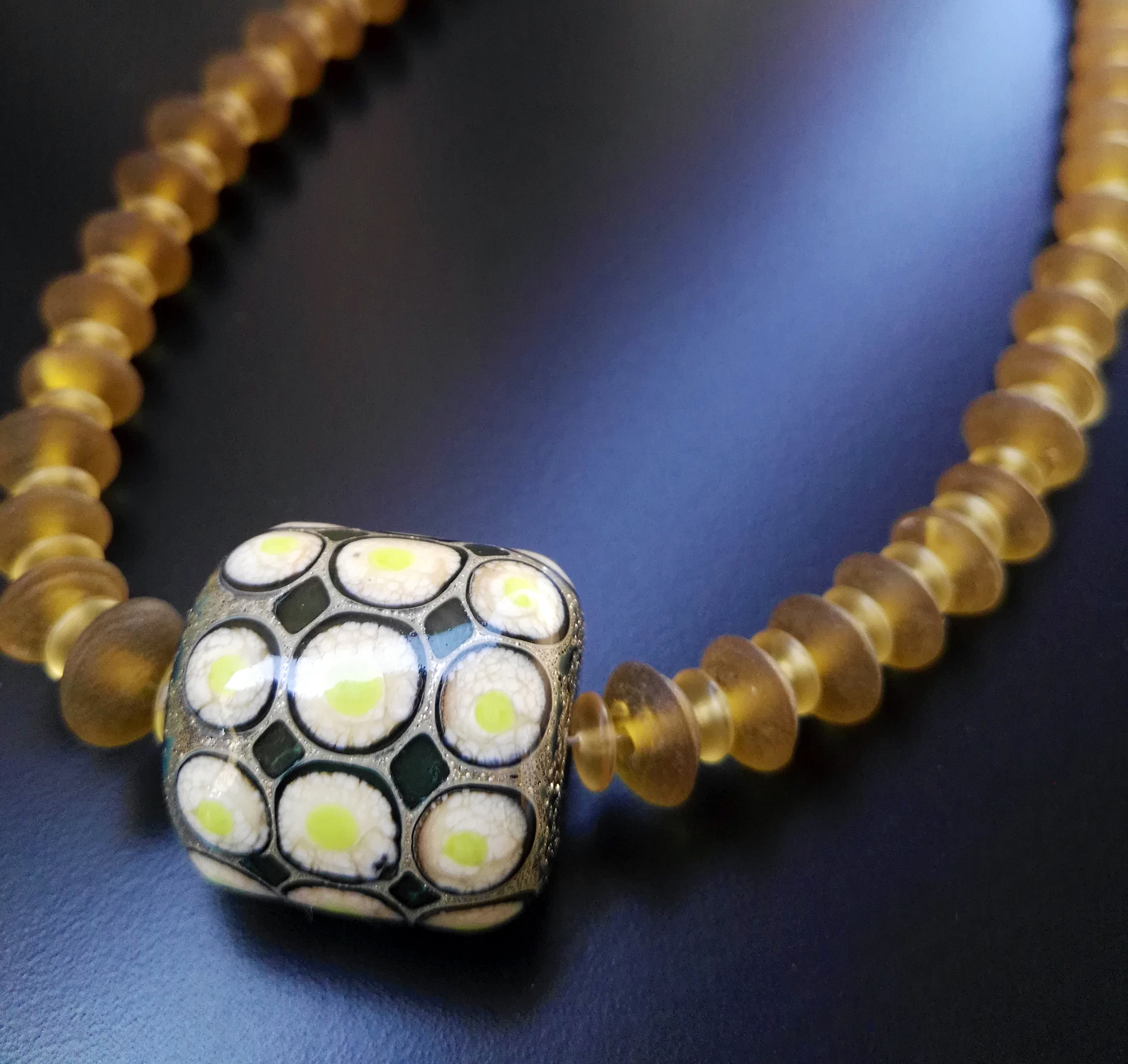 Collana Fenice lime-ambra simmetria