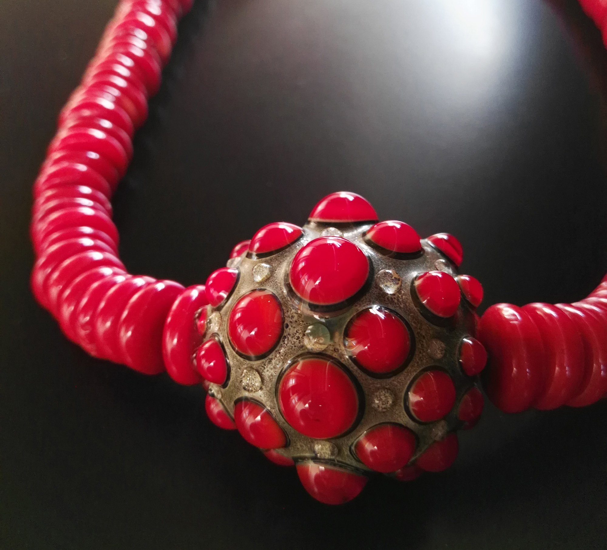 Collana Fenice rosso bamboo