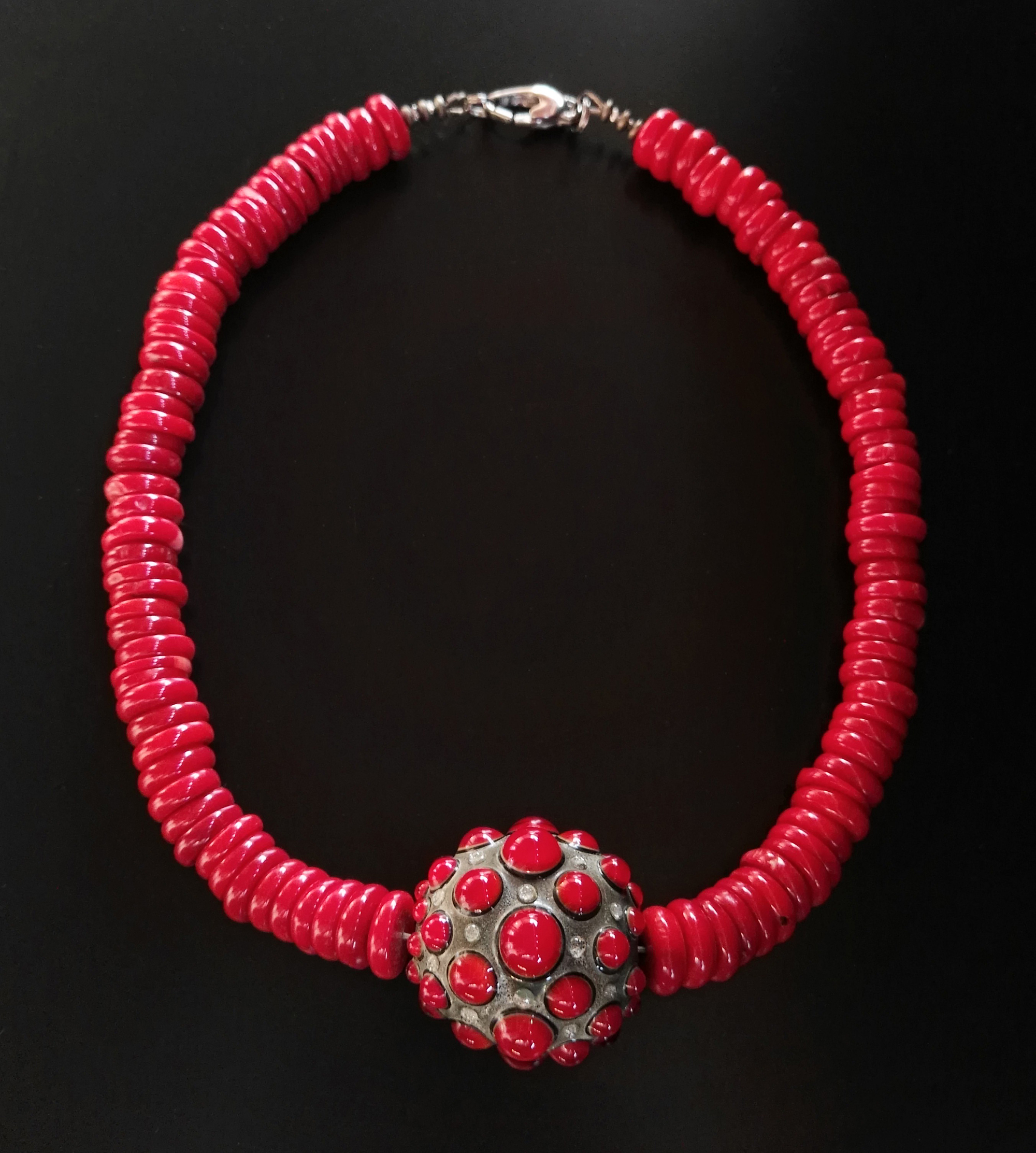 Collana fenice rosso con corallo bamboo
