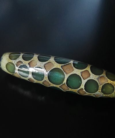 Murano glass bead in lagoon green by Alessia Fuga- perla di vetro in verde laguna fatta a mano da Alessia Fuga