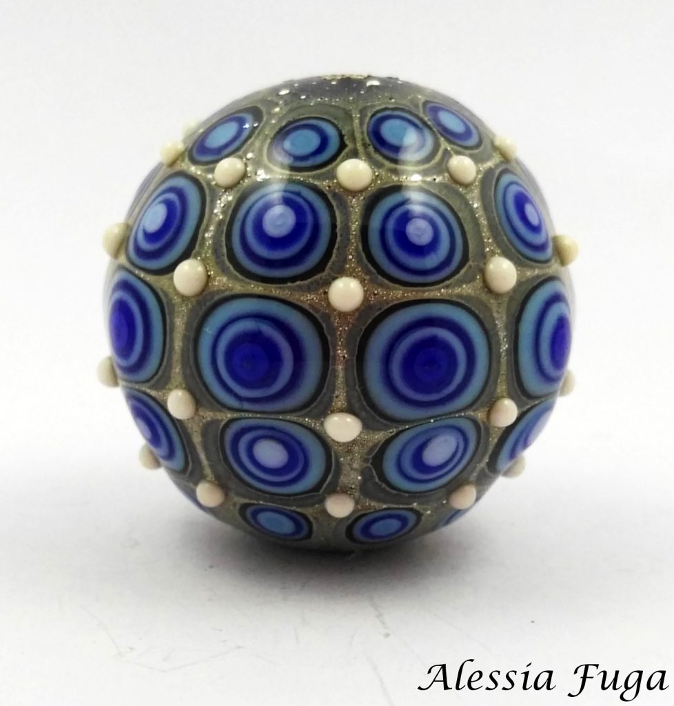 Lampwork "Fenice" bead in shades of blue