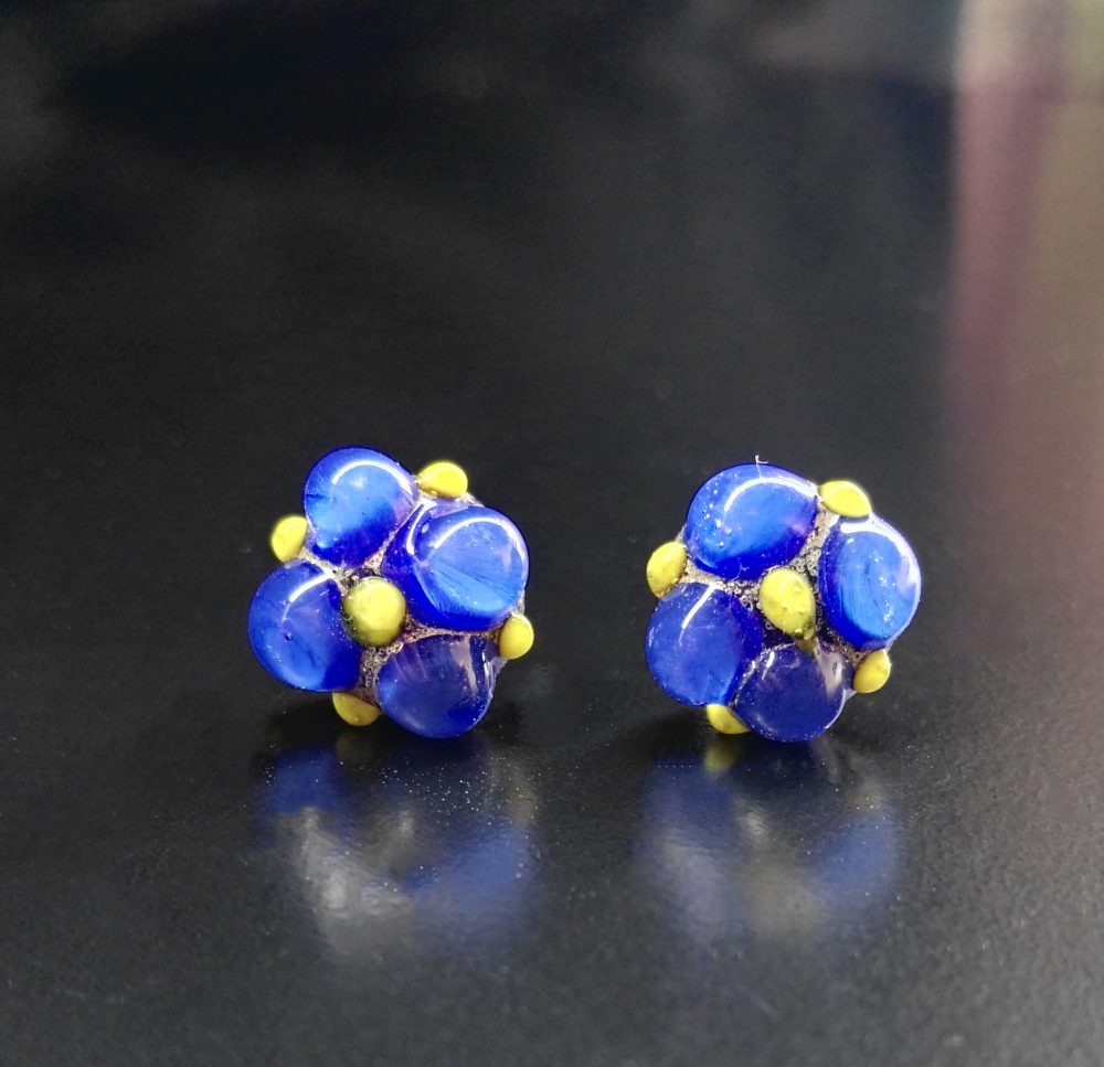 [:it]Murano glass earrings orecchini in vetro di Murano[:en]orecchini blu giallo[:]