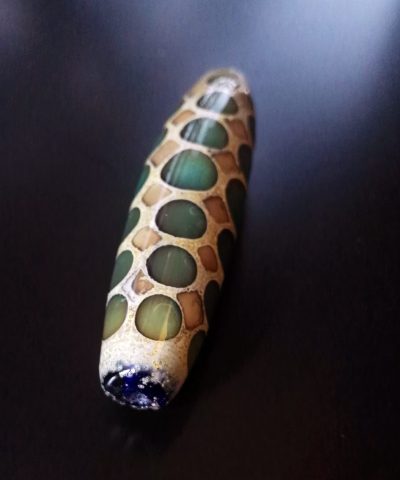 Murano glass bead in lagoon green by Alessia Fuga- perla di vetro in verde laguna fatta a mano da Alessia Fuga