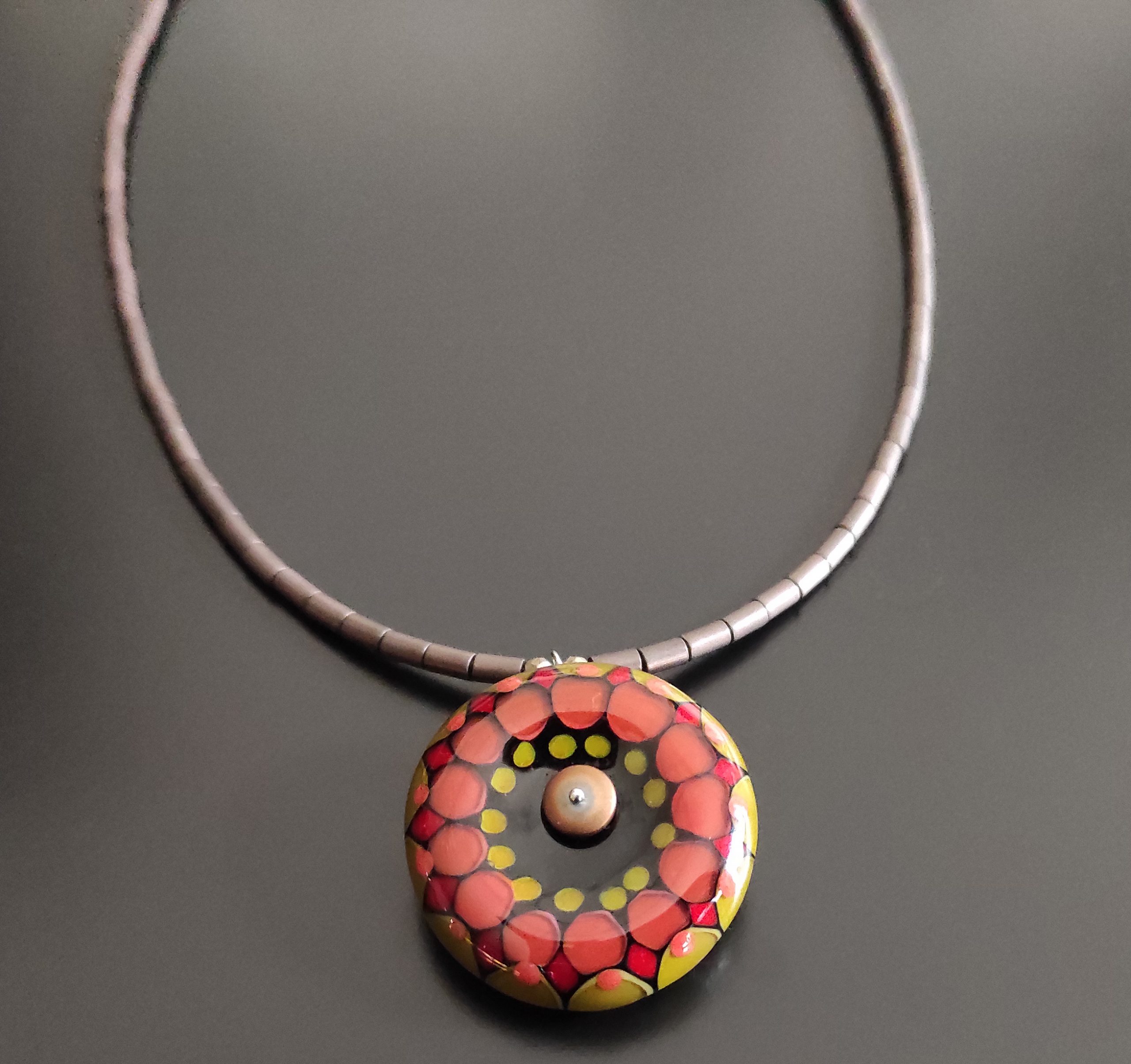 Alessia Fuga - Murano glass disc bead and stones necklace