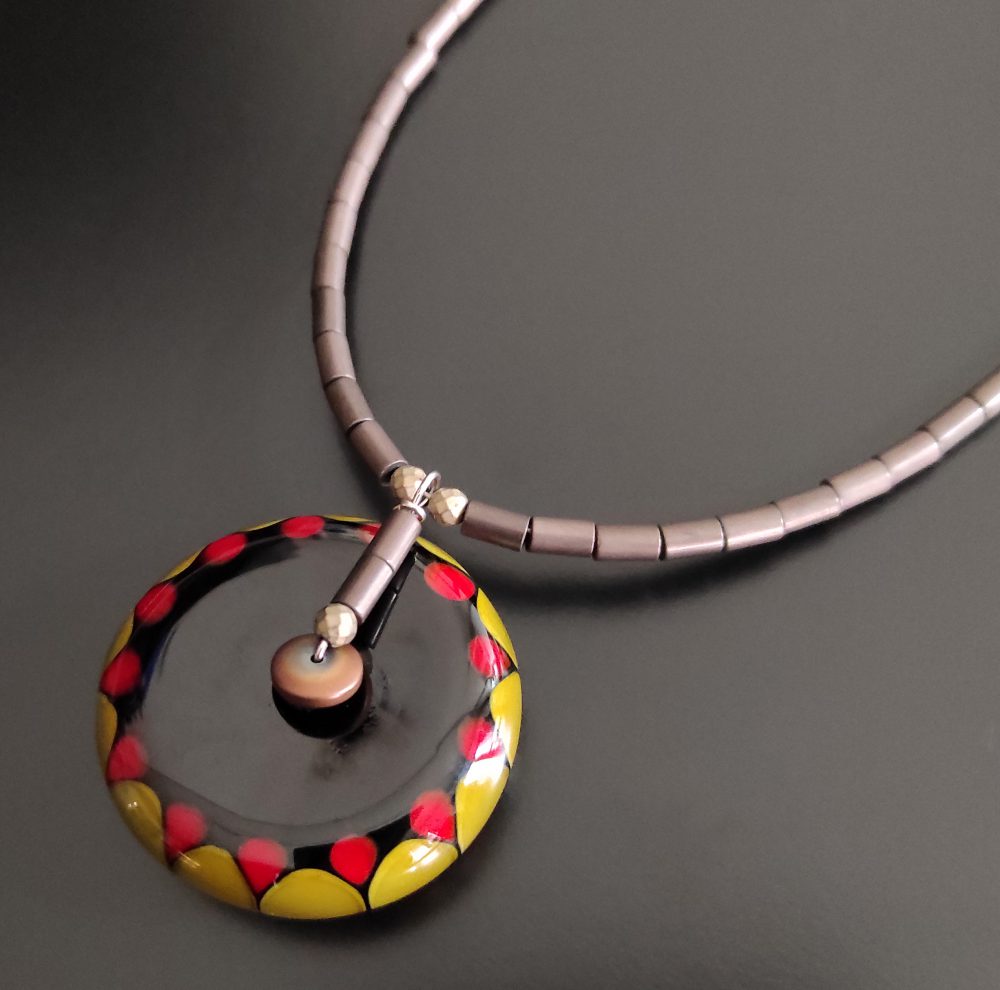 Alessia Fuga - Murano glass disc bead and stones necklace